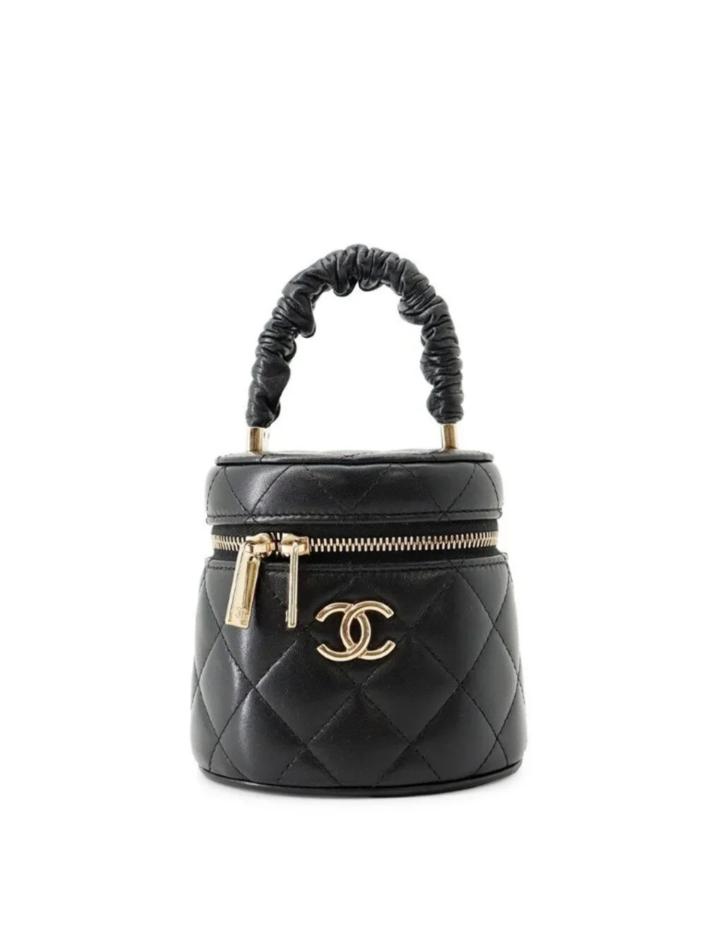 Chanel Handbag Mini Vanity Bag Quilted CC Logo Lambskin Black